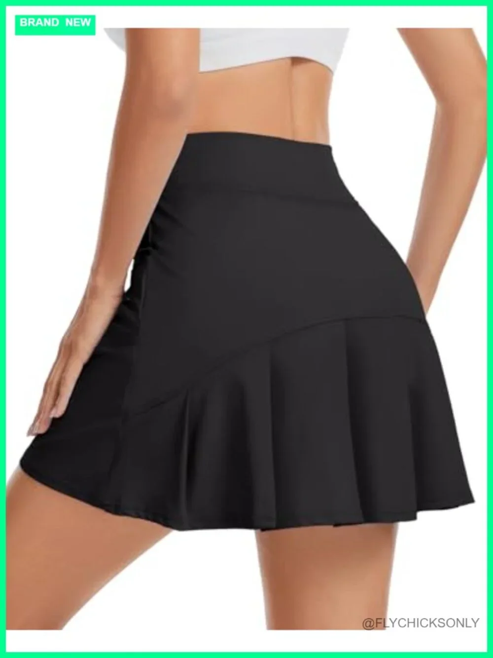 Pleated Tennis Skort with Built-in Shorts, Pockets UPF 50+